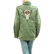 Denim & Supply Ralph Lauren Beaded Steer Head Field Army Hoodie Jacket