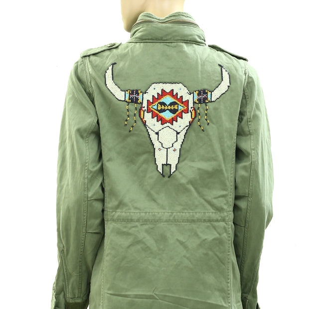 Denim & Supply Ralph Lauren Beaded Steer Head Field Army Hoodie Jacket