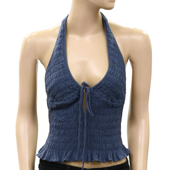 Free People Free-est Khloe Smocked Halter Blouse Top