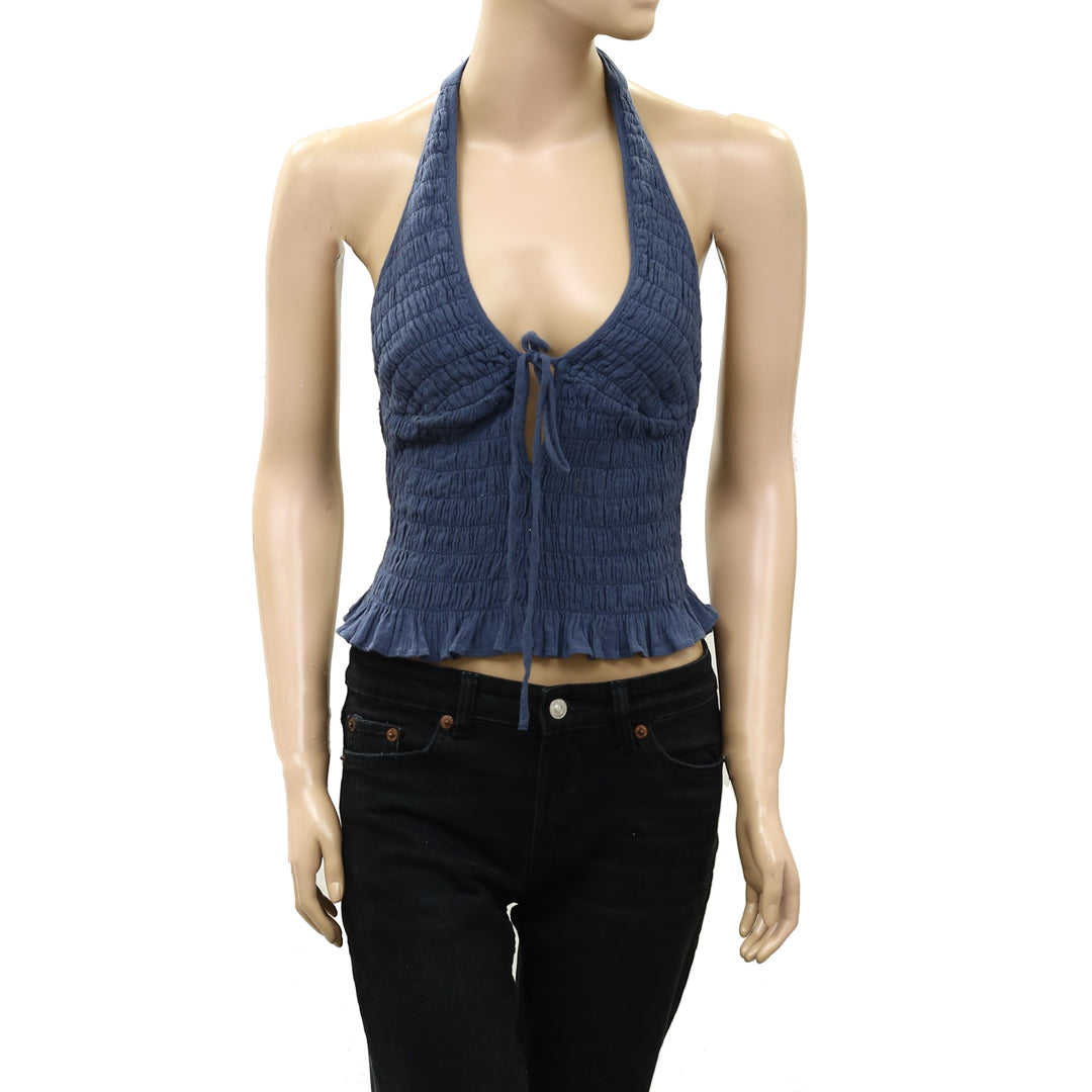 Free People Free-est Khloe Smocked Halter Blouse Top