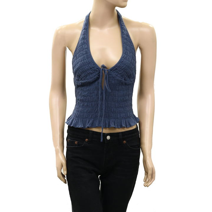 Free People Free-est Khloe Smocked Halter Blouse Top