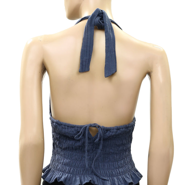 Free People Free-est Khloe Smocked Halter Blouse Top