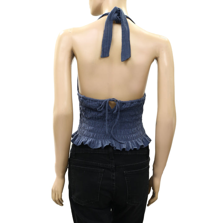 Free People Free-est Khloe Smocked Halter Blouse Top