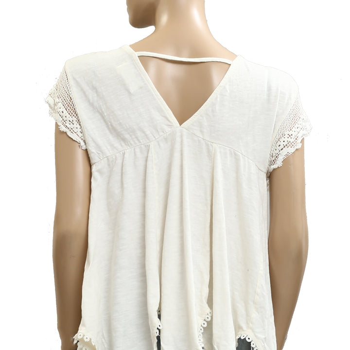 By Anthropologie V-Neck Short-Sleeve Lace Swing Blouse Top