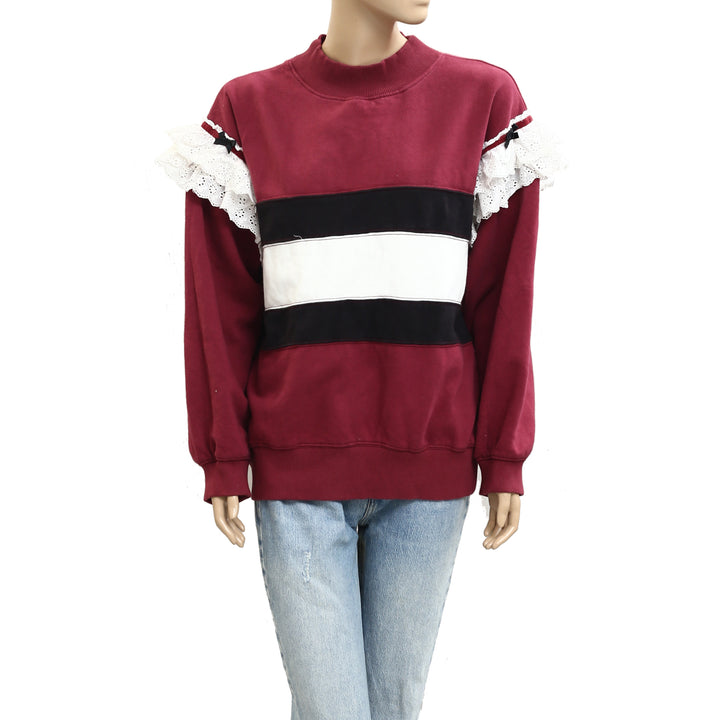 BDG Urban Outfitters Emory Ruffle Pullover Sweatshirt Top