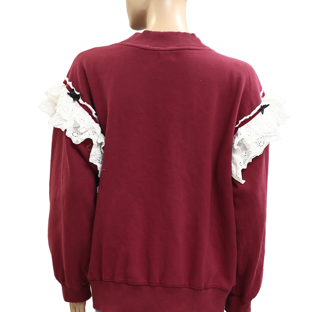 BDG Urban Outfitters Emory Ruffle Pullover Sweatshirt Top