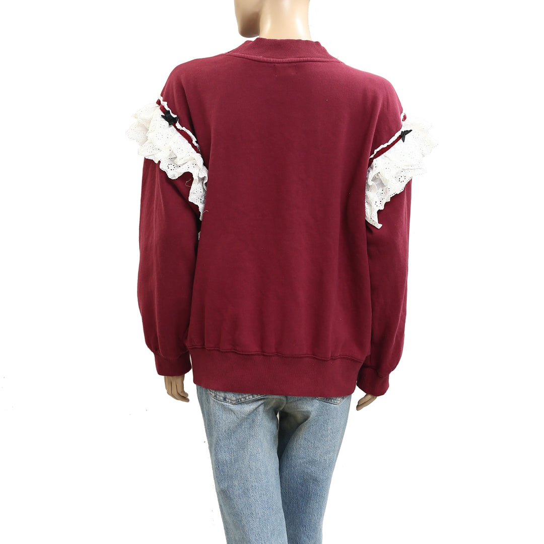 BDG Urban Outfitters Emory Ruffle Pullover Sweatshirt Top