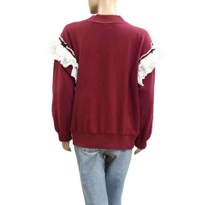 BDG Urban Outfitters Emory Ruffle Pullover Sweatshirt Top