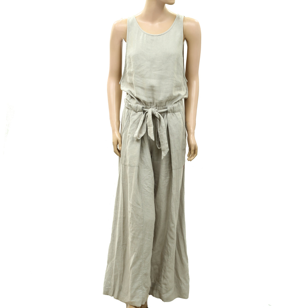 Free People Free-Est Sandshell Linen Linden One-Piece Jumpsuit