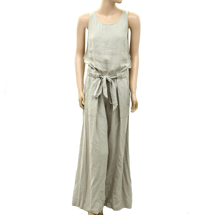 Free People Free-Est Sandshell Linen Linden One-Piece Jumpsuit