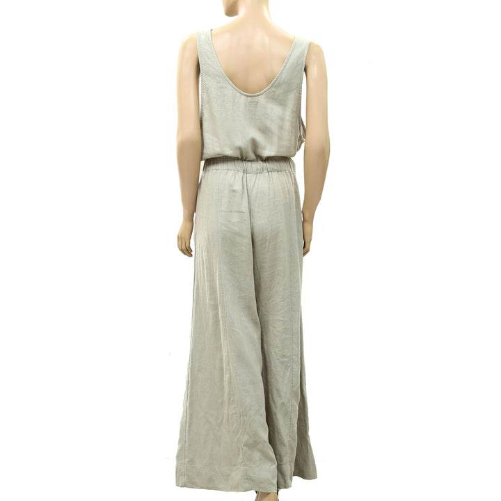 Free People Free-Est Sandshell Linen Linden One-Piece Jumpsuit