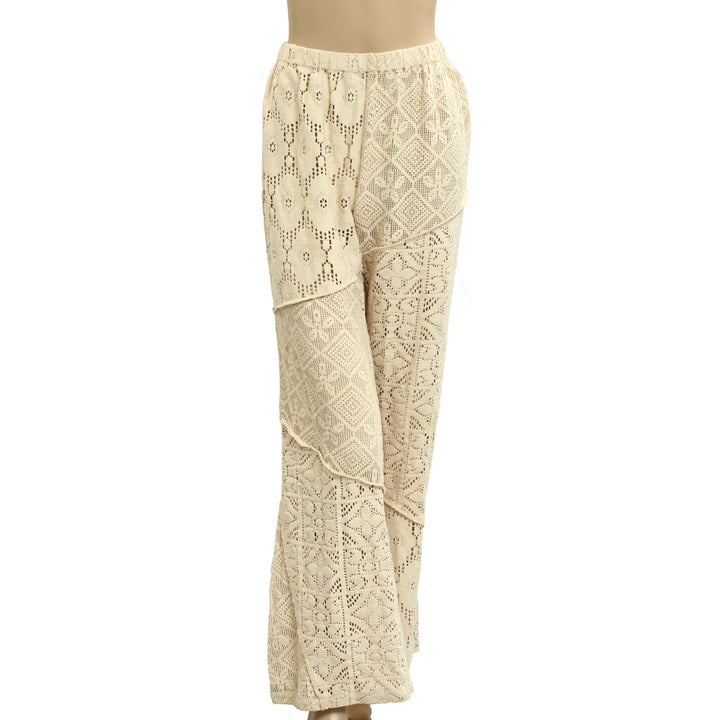 Free People Floral Crochet Wide -leg Pants