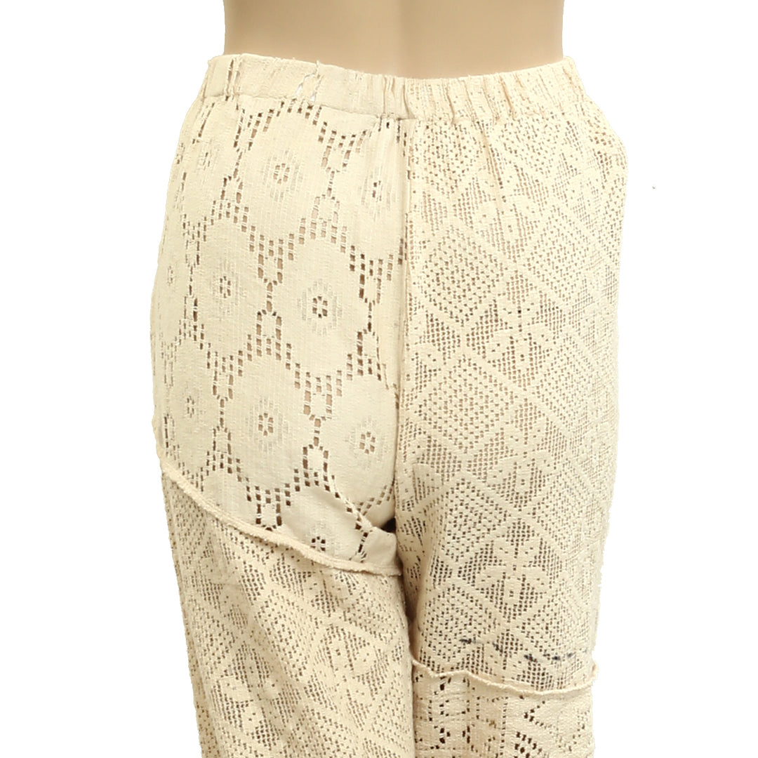 Free People Floral Crochet Wide -leg Pants