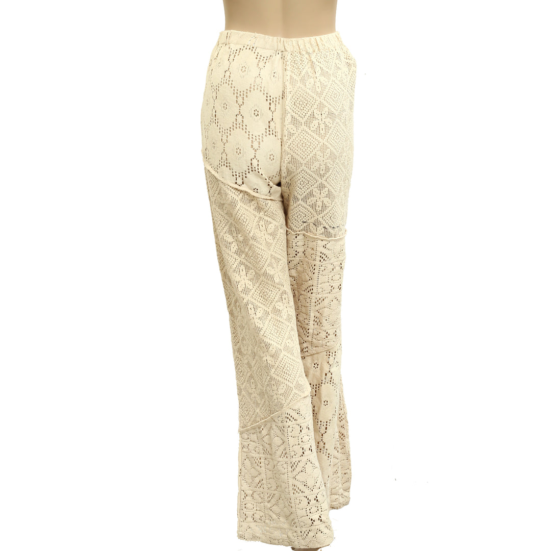 Free People Floral Crochet Wide -leg Pants