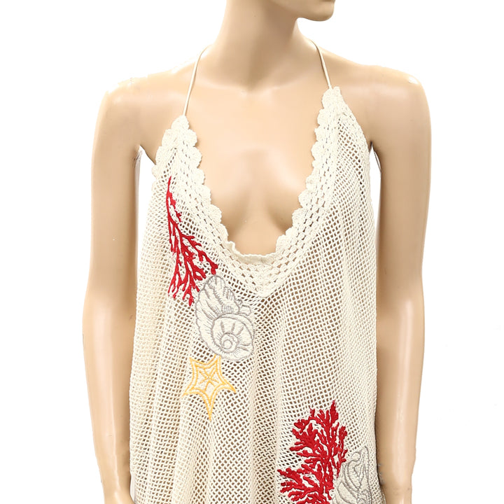 Anthropologie Celandine Crochet V-Neck Mini Dress