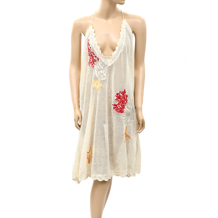 Anthropologie Celandine Crochet V-Neck Mini Dress
