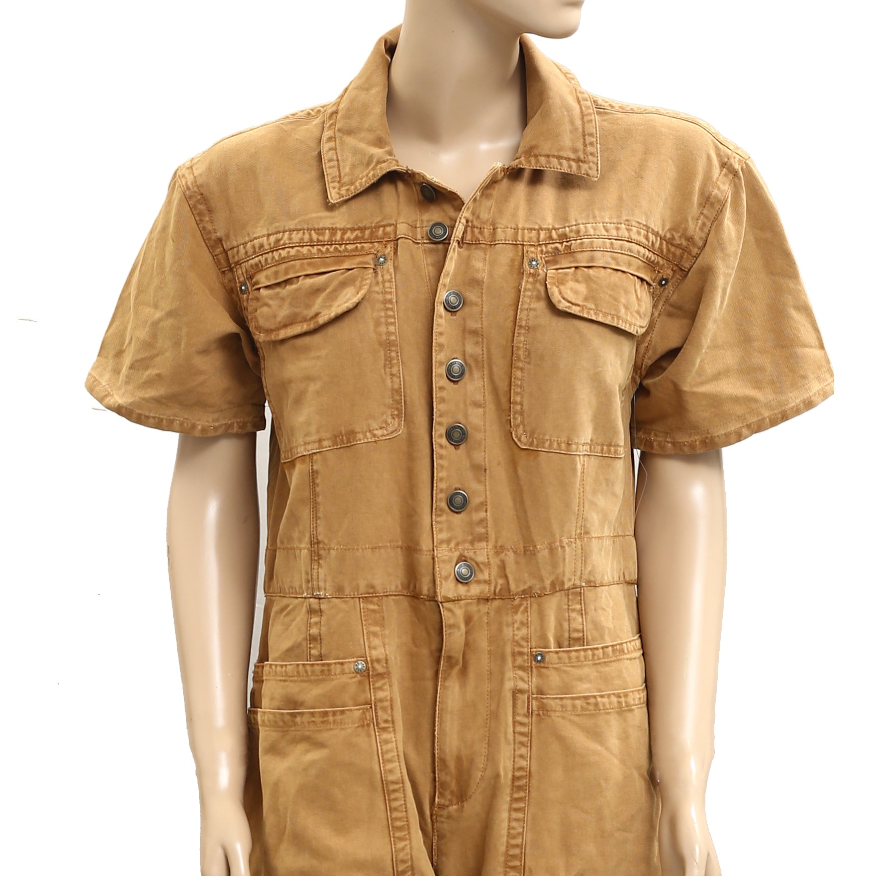 Free People We The Free Maxie Washed Coverall Jumpsuit – White