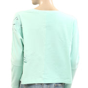 By Anthropologie Embroidered Sweatshirt Blouse Top