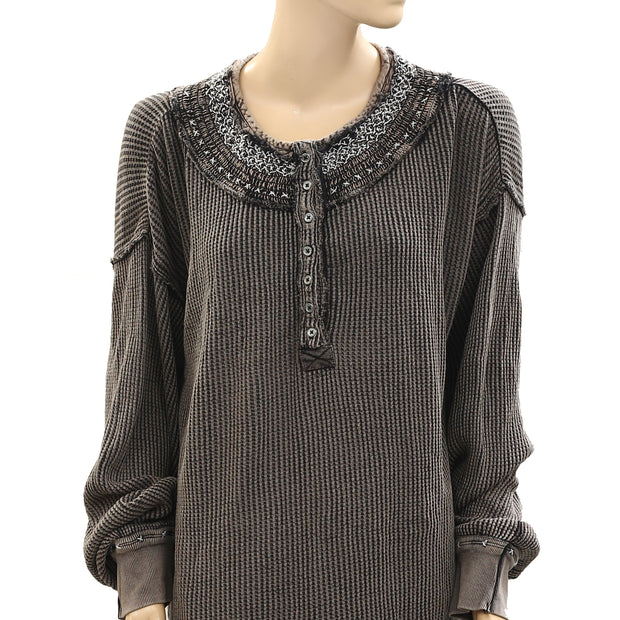 Free People We The Free Holly Henley Tunic Thermal Top