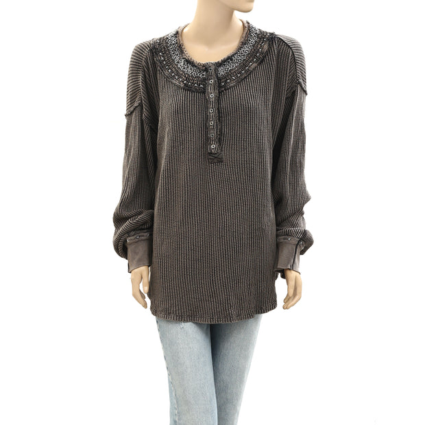 Free People We The Free Holly Henley Tunic Thermal Top