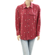 BDG Urban Outfitters Dani Embroidered Flannel Shirt Tunic Top