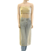 By Anthropologie Strapless Sheer Metallic Tube Tunic Top