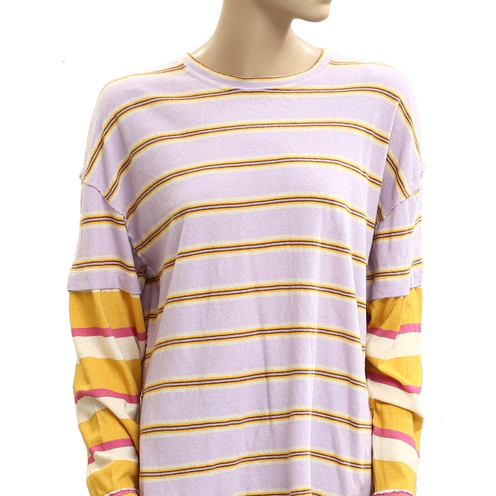 Free People We The Free Nina Stripe Long-Sleeve Tee Tunic Top