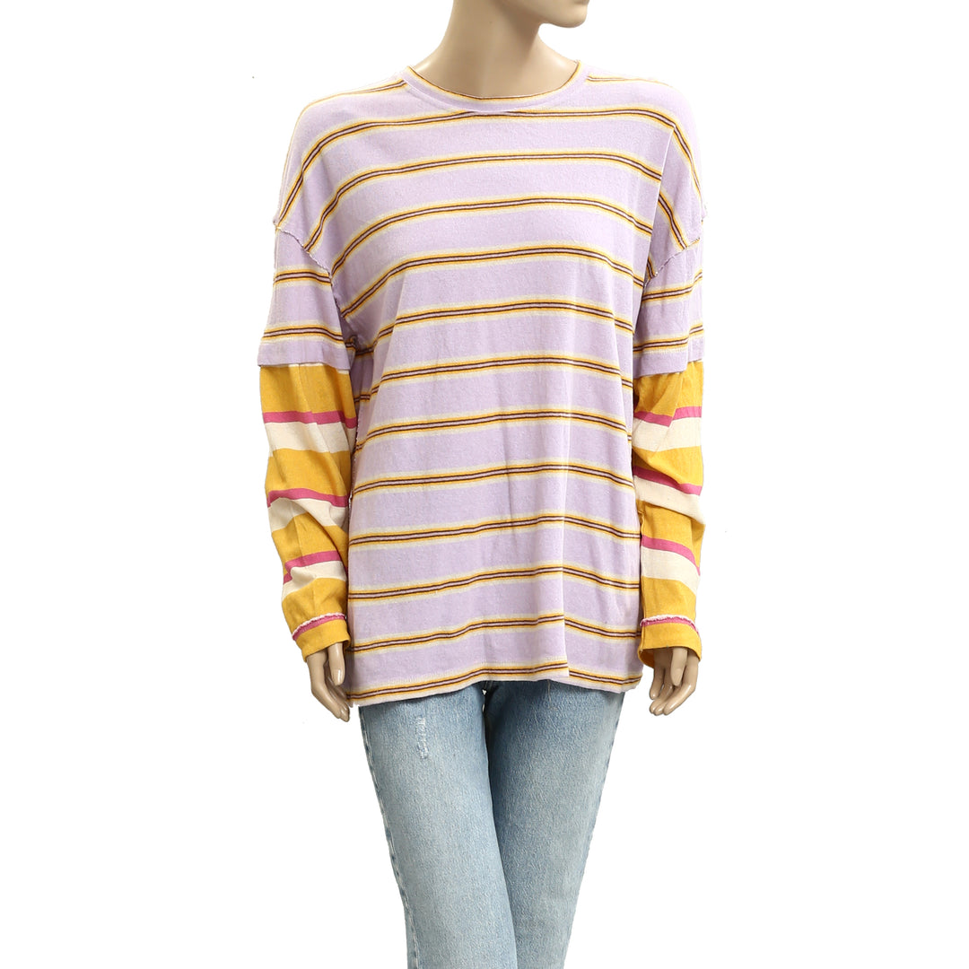 Free People We The Free Nina Stripe Long-Sleeve Tee Tunic Top