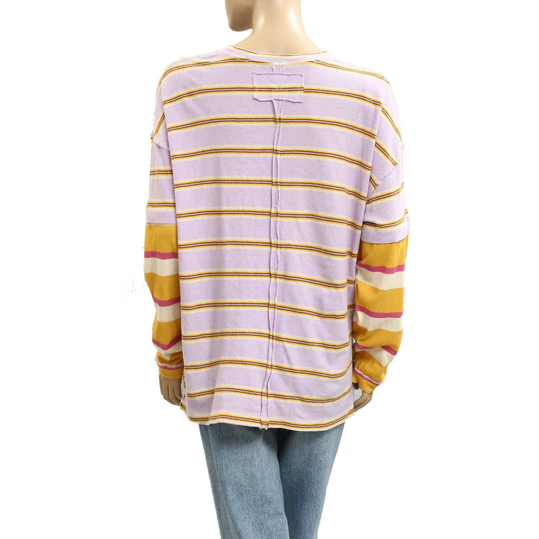 Free People We The Free Nina Stripe Long-Sleeve Tee Tunic Top