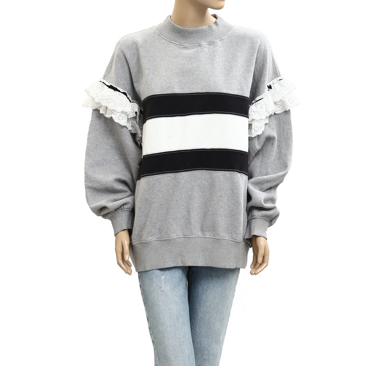 BDG Urban Outfitter Emory Ruffle Pullover Sweatshirt Tunic Top