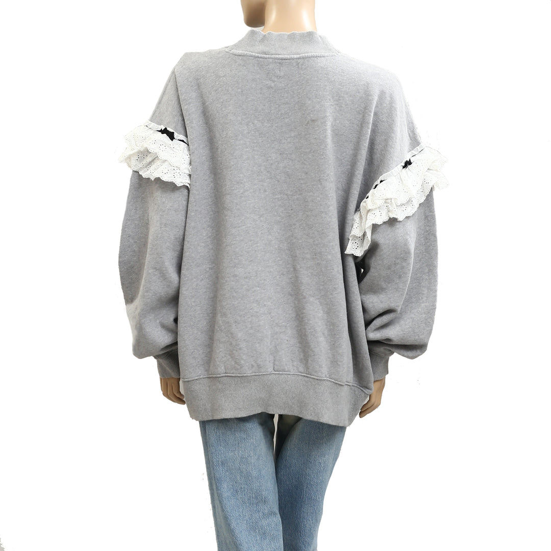 BDG Urban Outfitter Emory Ruffle Pullover Sweatshirt Tunic Top