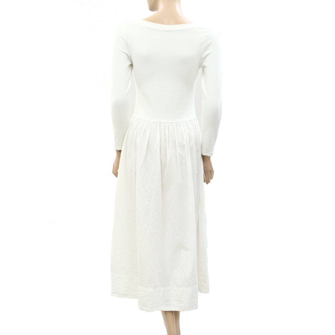 free people white long sleeve dress Free People Free-est Fp Beach Aelia Drop-Waist Midi Dress – White Chocolate Couture