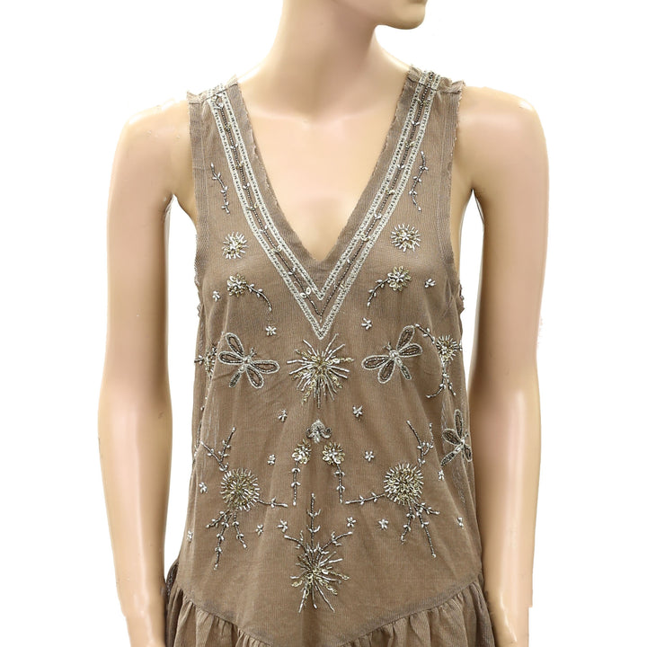 Free People Intimately Nightcap Embellished Slip Mini Dress