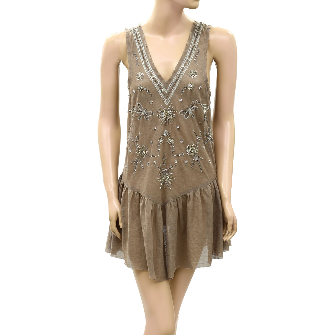 Free People Intimately Nightcap Embellished Slip Mini Dress