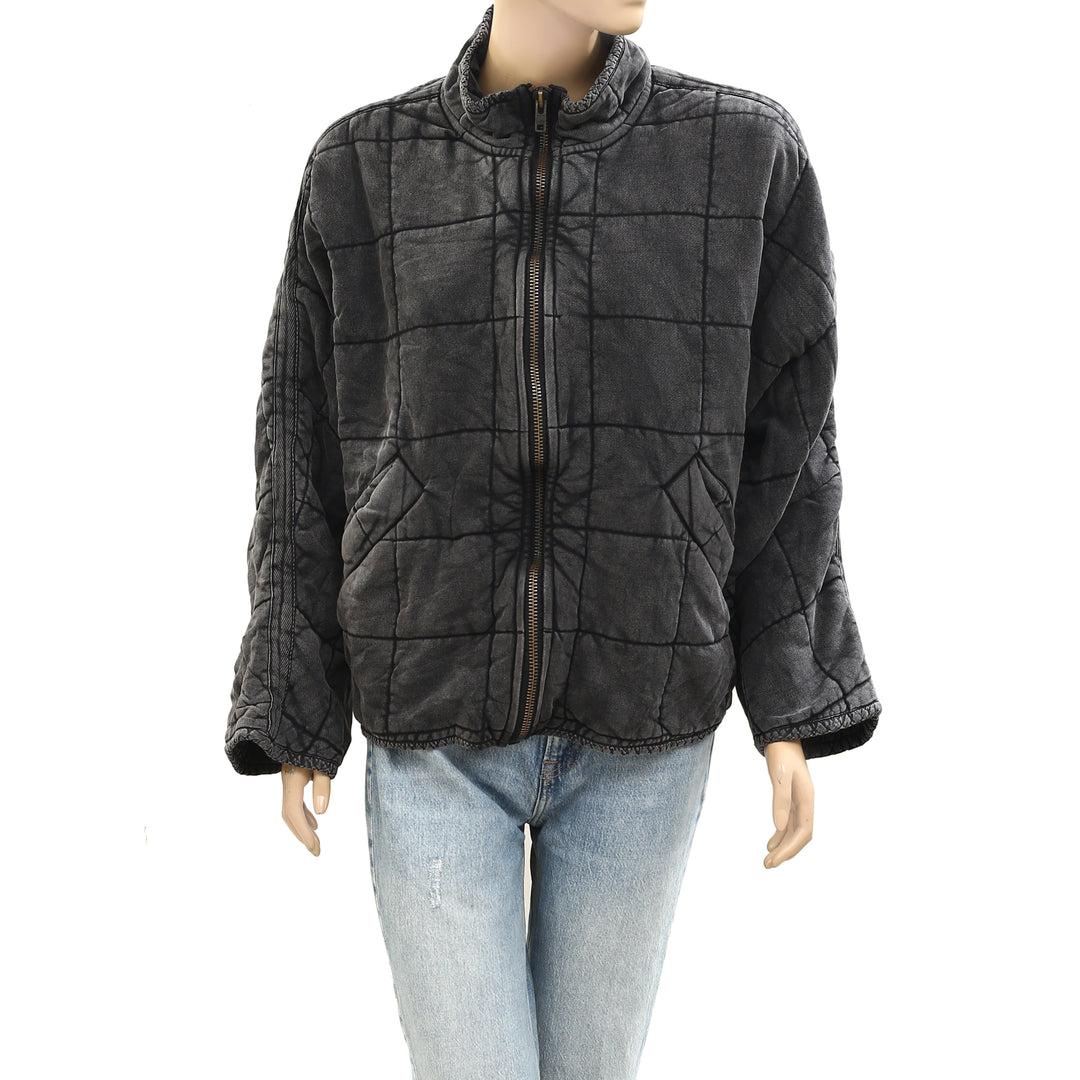 FREE PEOPLE outlet Black Wash Dolman Quilted Jacket L