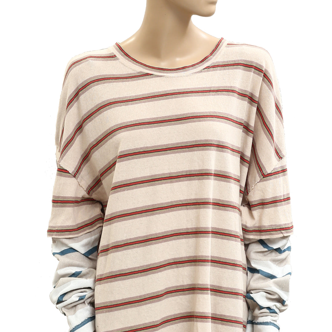 Free People We The Free Nina Stripe Long-Sleeve Tee Tunic Top