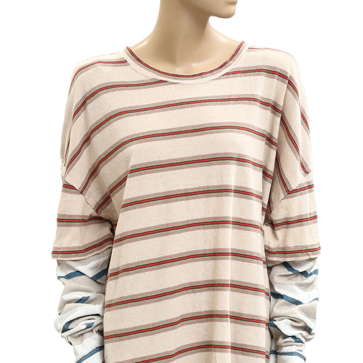 Free People We The Free Nina Stripe Long-Sleeve Tee Tunic Top
