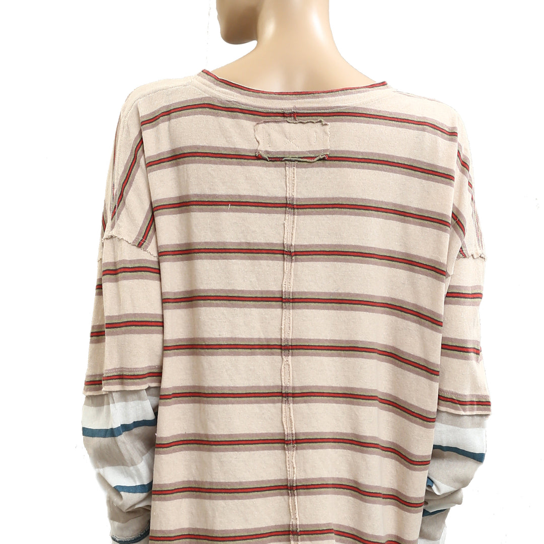 Free People We The Free Nina Stripe Long-Sleeve Tee Tunic Top