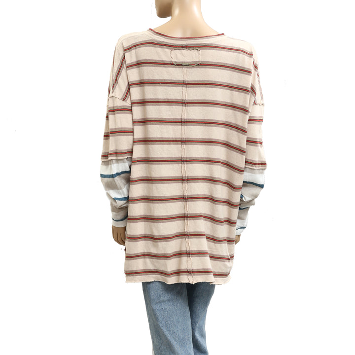 Free People We The Free Nina Stripe Long-Sleeve Tee Tunic Top