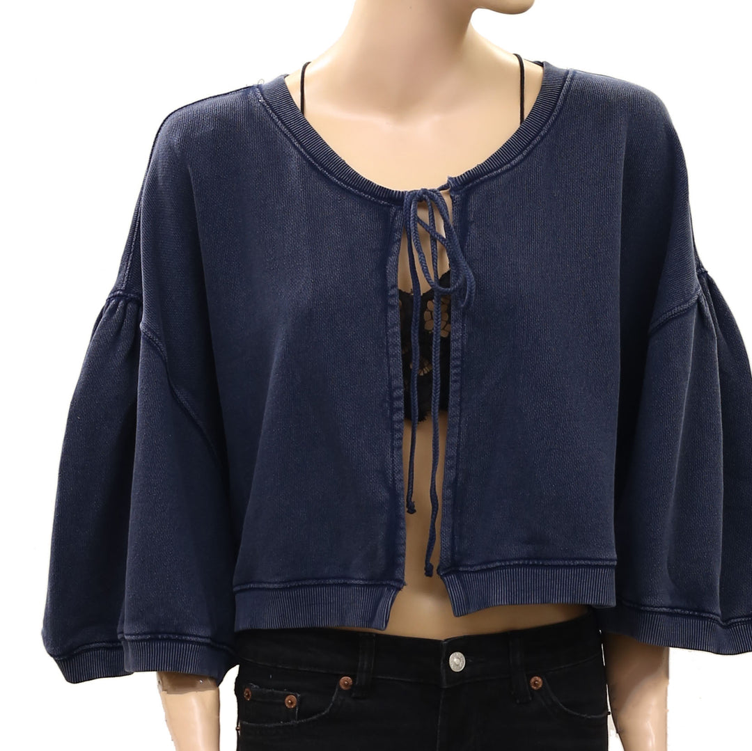 Free People Cape Me Cozy Cardi Blouse Top