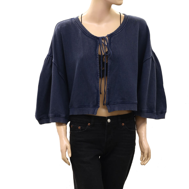Free People Cape Me Cozy Cardi Blouse Top