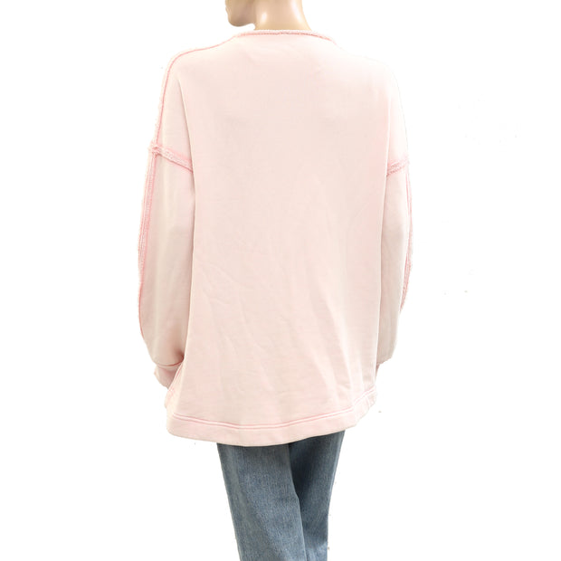 Free People We The Free Oversized Ribbed Pullover Sweatshirt Top