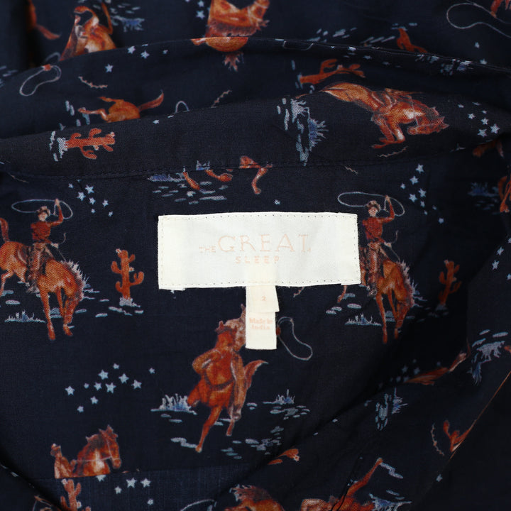 THE GREAT. The Short Sleeve Horse print Tunic Shirt Top