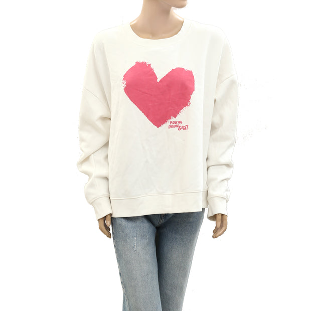 By Anthropologie Maeve Chiara Perano Heart Sweashirt Top