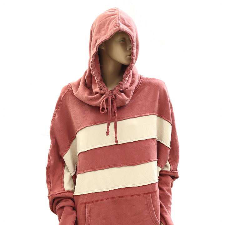 Free People Spotted In Stripes Pullover Hoodie Top