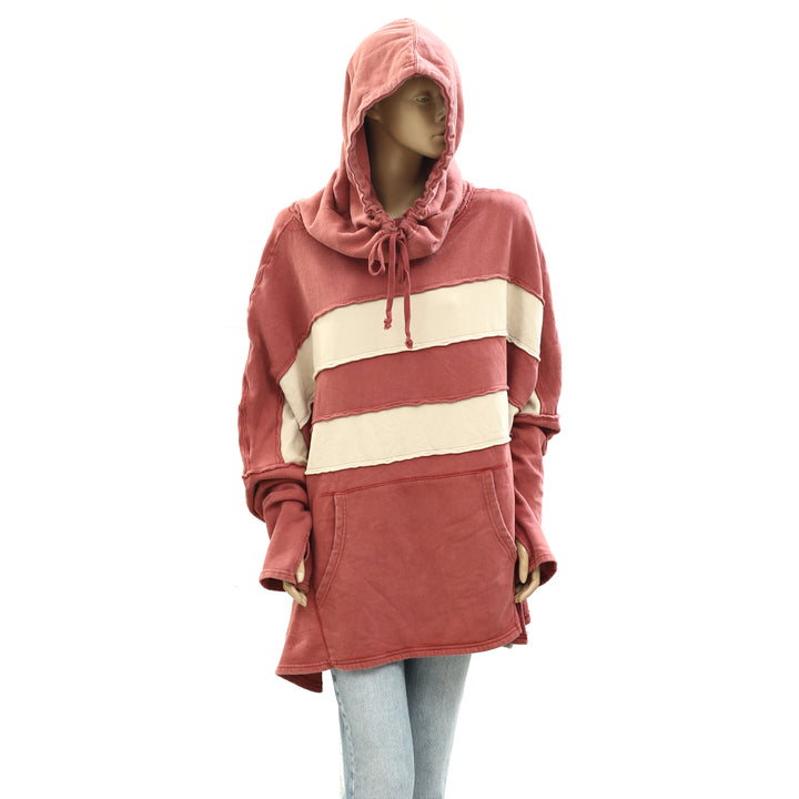 Free People Spotted In Stripes Pullover Hoodie Top