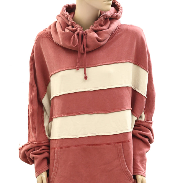 Free People Spotted In Stripes Pullover Hoodie Top