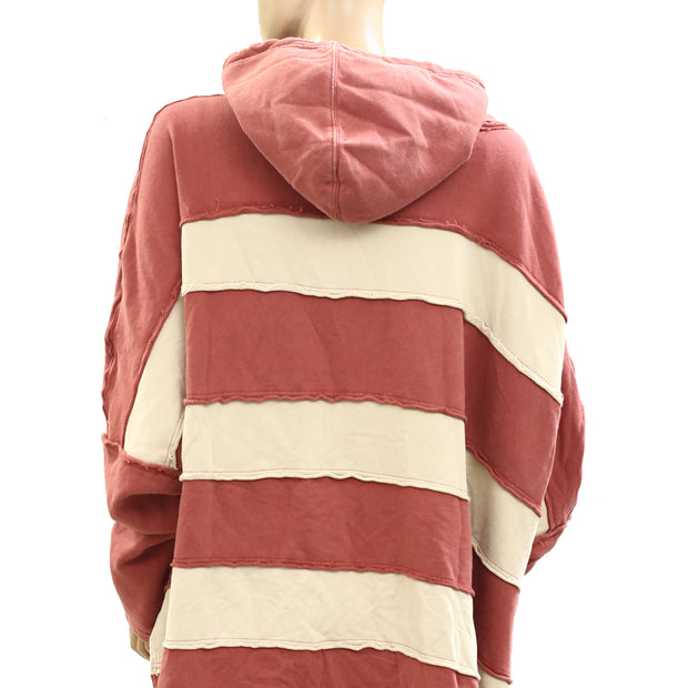 Free People Spotted In Stripes Pullover Hoodie Top