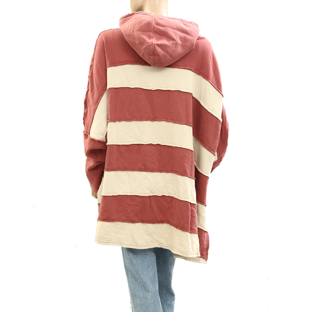 Free People Spotted In Stripes Pullover Hoodie Top