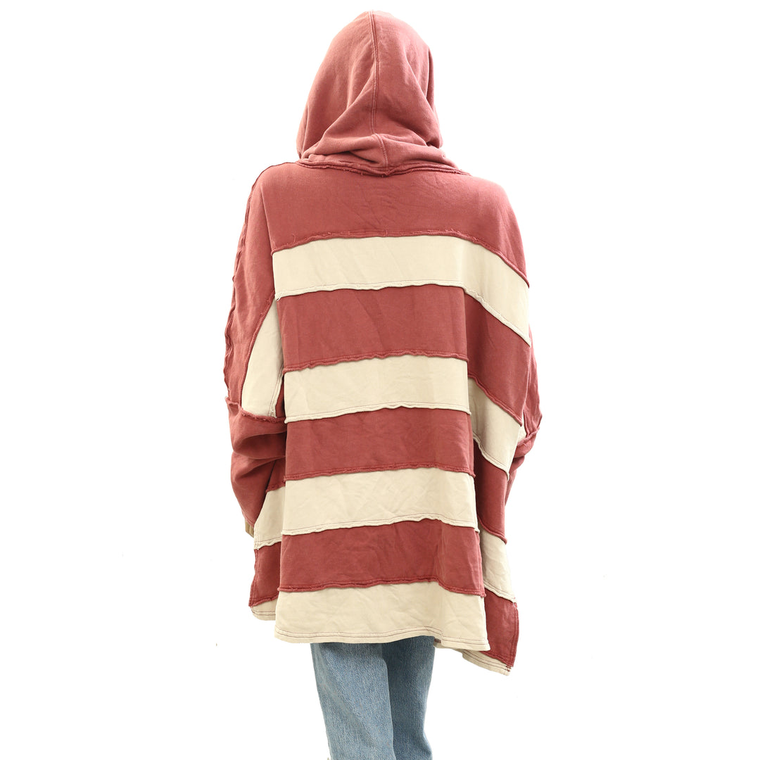 Free People Spotted In Stripes Pullover Hoodie Top